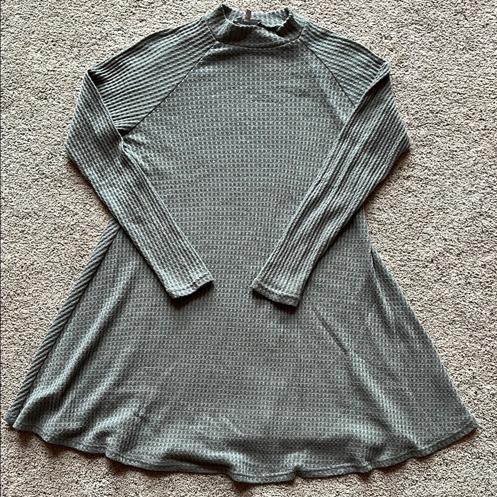 Ribbed Long Sleeve Shirt Dress